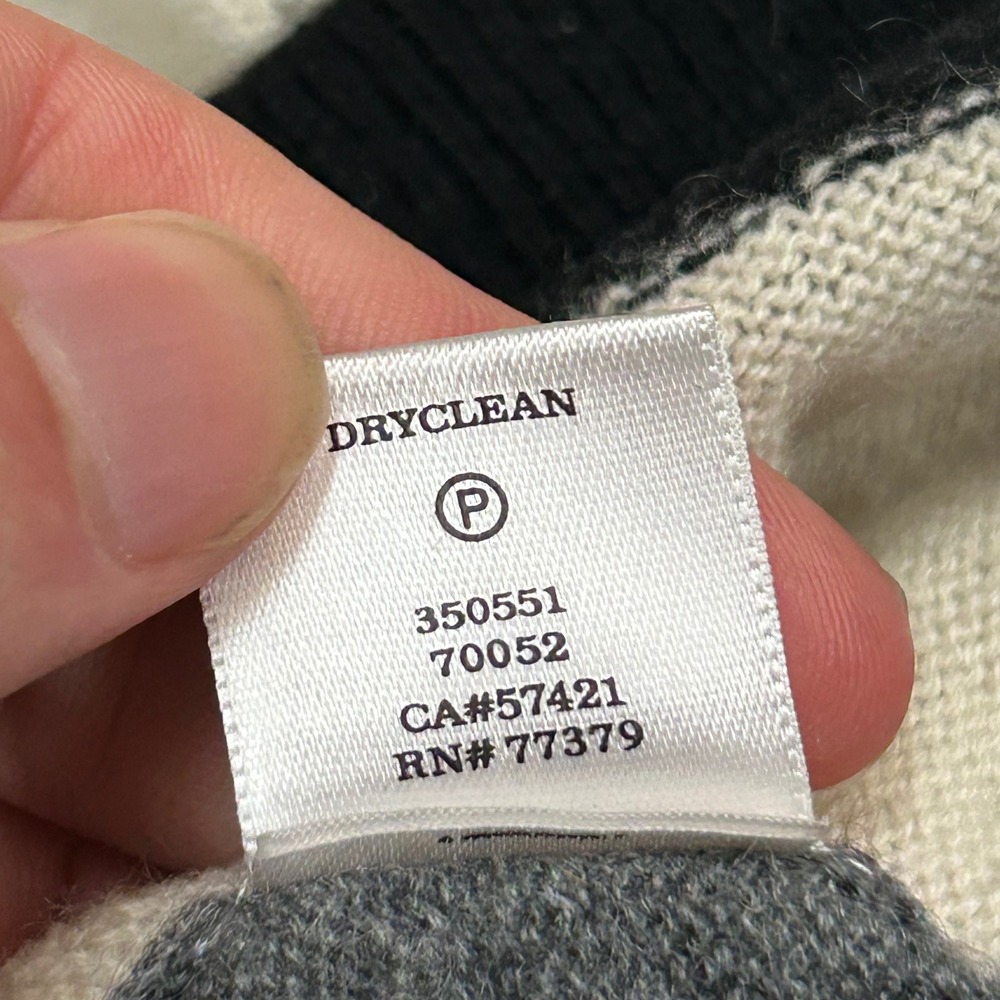 Ann Taylor Cashmere Sweater XL Grey Cream Colorblock Raglan Crew Neck - Picture 7 of 8